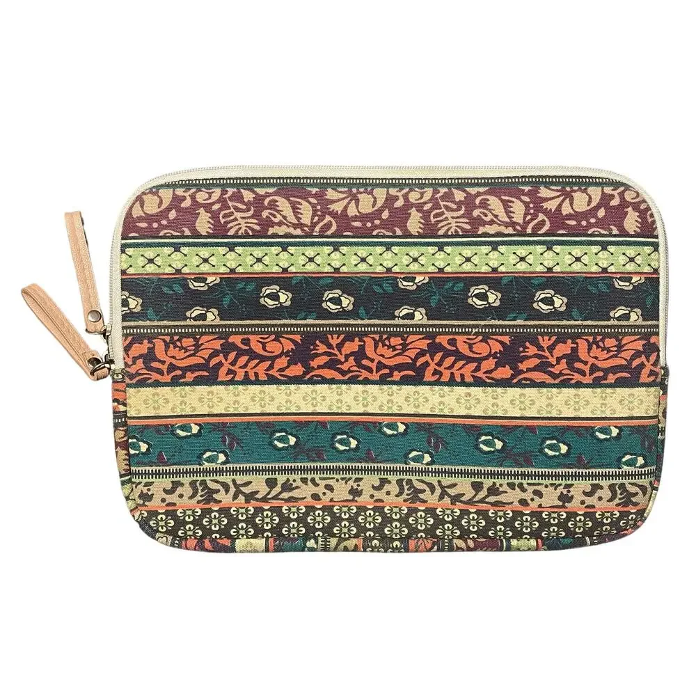 Kayond Canvas Laptop Tablet iPad Zip Up Sleeve Case Multicolor Boho Print